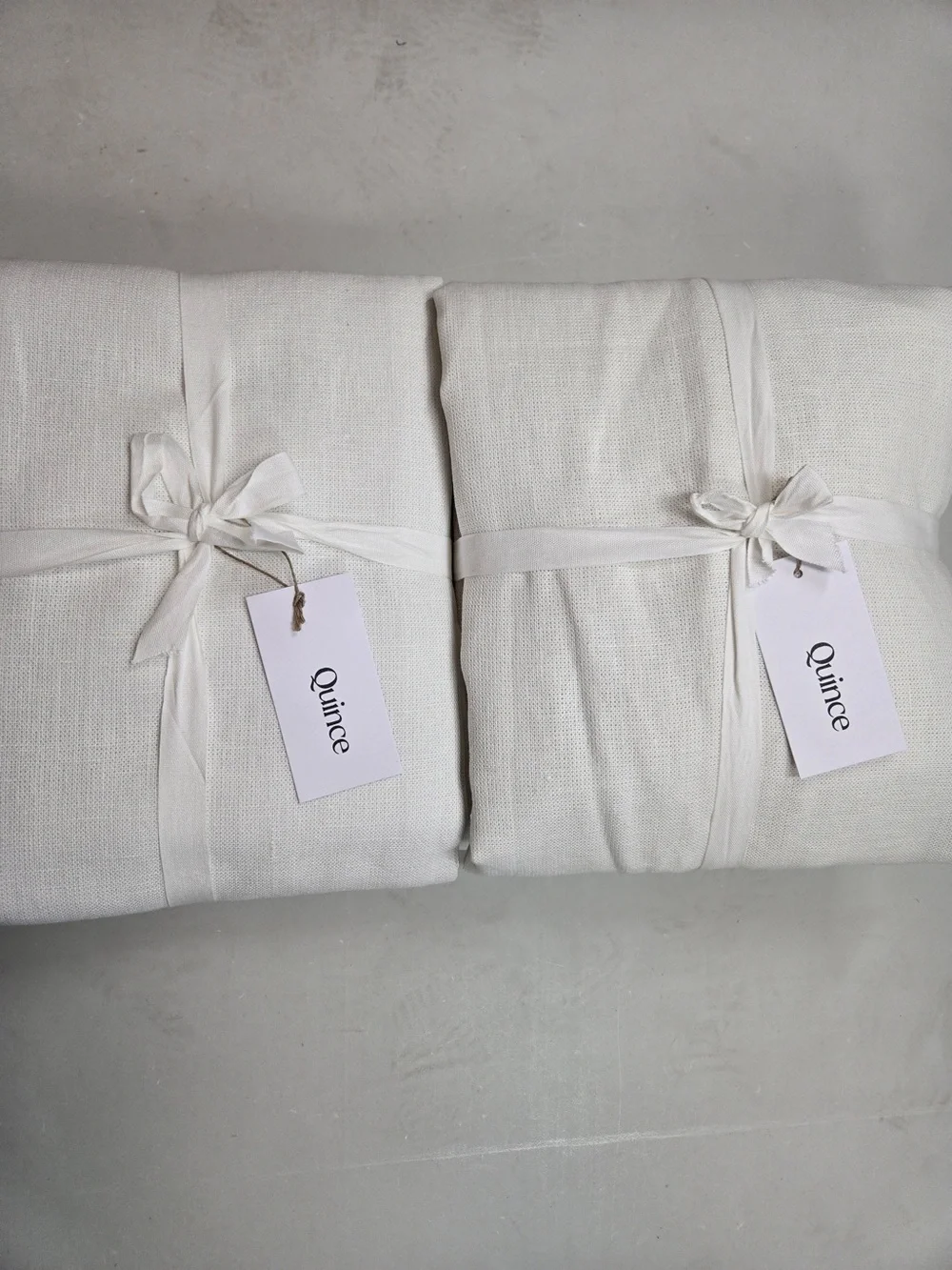 NWT QUINCE Set 2 48x84 Heavyweight European Linen Blackout Curtains White 9953